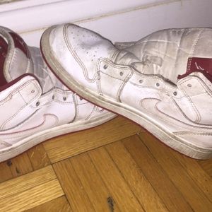 White and red Jordan 1s